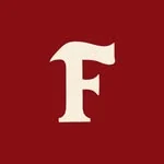 Logo da Fungi Company: letra F creme sobre fundo vinho
